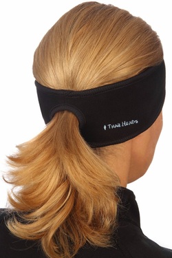 wide black running headband with ponytail hole